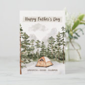 Waterverf Camping in de natuur Vaderdag Feestdagenkaart (Staand voorkant)
