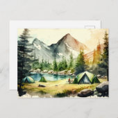 Waterverf Camping Natuur Landschap Briefkaart (Voorkant / Achterkant)