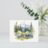 Waterverf Camping Post kaart (Staand voorkant)