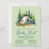 Waterverf Camping, Tent, Buiten, Vrijgezellenfeest Kaart (Voorkant)