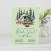 Waterverf Camping, Tent, Buiten, Vrijgezellenfeest Kaart (Staand voorkant)