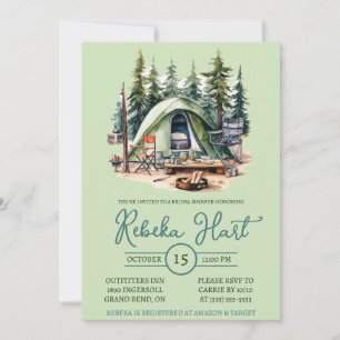 Waterverf Camping, Tent, Buiten, Vrijgezellenfeest Kaart