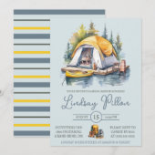 Waterverf Camping, Tent, Buiten, Vrijgezellenfeest Kaart (Voorkant / Achterkant)