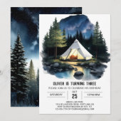 Waterverf Campout Verjaardagsuitnodiging Kaart (Voorkant / Achterkant)