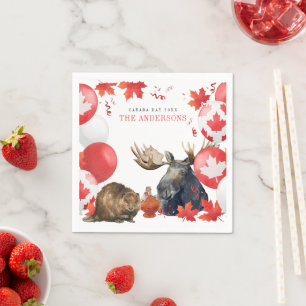 Waterverf Canada Dag BBQ Zomerfeest Servet