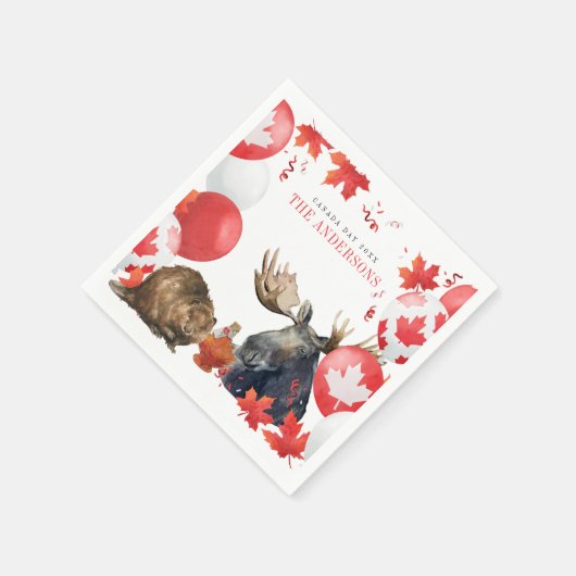 Waterverf Canada Dag BBQ Zomerfeest Servet (Hoek)