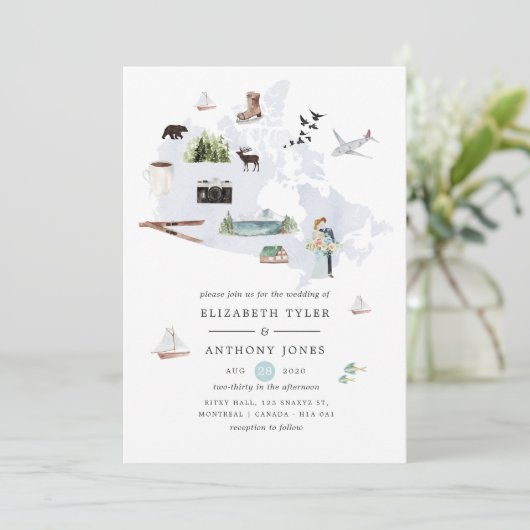 Waterverf Canada Destination Wedding Kaart (Staand voorkant)
