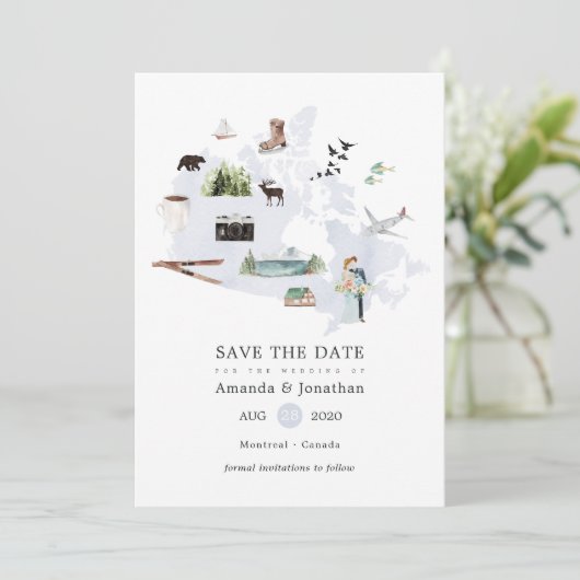 Waterverf Canada Destination Wedding Save The Date (Staand voorkant)