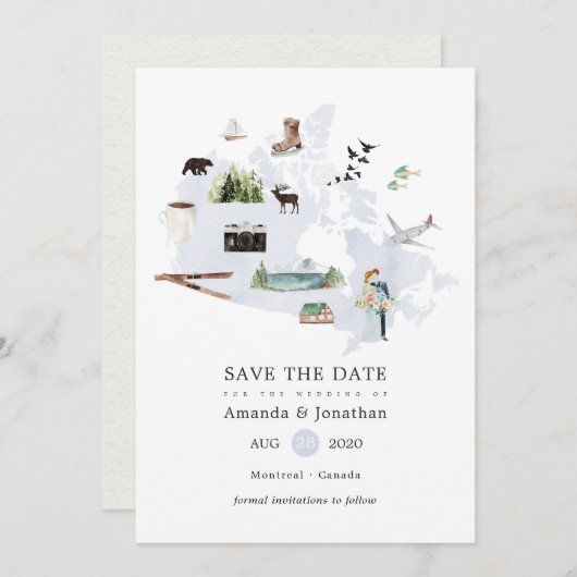 Waterverf Canada Destination Wedding Save The Date (Voorkant / Achterkant)