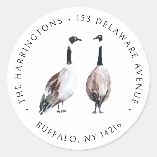 Waterverf Canada Ganzen met de hand getrokken reto Ronde Sticker (Voorkant)