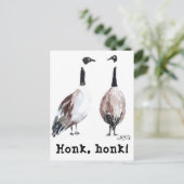 Waterverf Canada Geese Honk Honk Briefkaart (Staand voorkant)