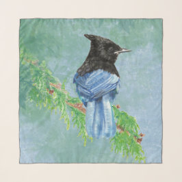 Waterverf Canada Stellar Jay Bird Natuur kunst Sjaal