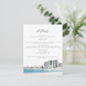 Waterverf Cancun Beach Bruiloft Details Kaart (Staand voorkant)