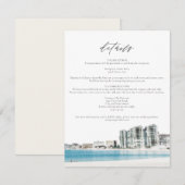 Waterverf Cancun Beach Bruiloft Details Kaart (Voorkant / Achterkant)