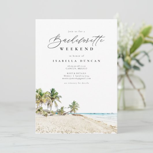 Waterverf Cancun Mexico Bachelorette Kaart (Staand voorkant)