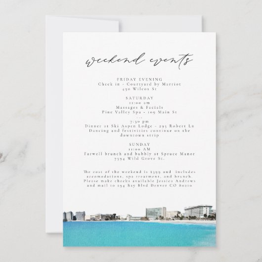 Waterverf Cancun Mexico Bachelorette Kaart (Achterkant)