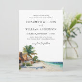 Waterverf Cancun Mexico Beach Trouwfoto Kaart (Staand voorkant)