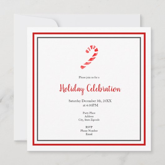 Waterverf Candy Cane en Pattern Kaart (Voorkant)