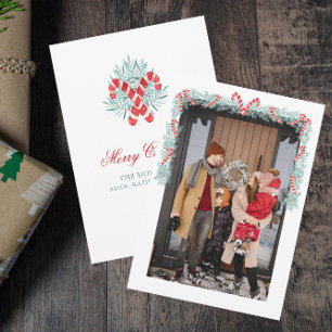 Waterverf Candy Cane Garland Kerst Feestdagenkaart