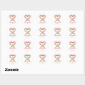 Waterverf Candy Cane Hart Ronde Sticker (Vel)