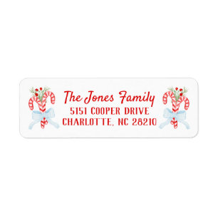 Waterverf Candy Cane, Kerstretour Adres Etiket