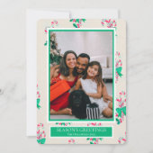 Waterverf Candy Cane One Foto Feestdagenkaart (Voorkant)