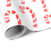 Waterverf Candy Cane Pattern 2 Cadeaupapier (Rol Hoek)