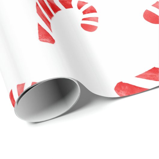 Waterverf Candy Cane Pattern Cadeaupapier (Rol Hoek)
