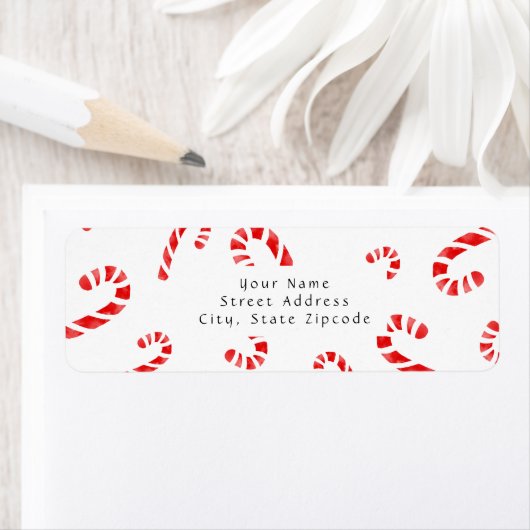 Waterverf Candy Cane Pattern Etiket (Insitu)