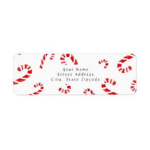 Waterverf Candy Cane Pattern Etiket