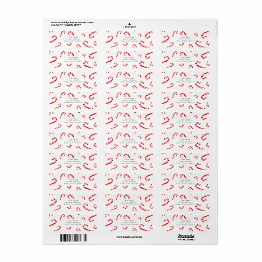 Waterverf Candy Cane Pattern Etiket (Full Sheet)