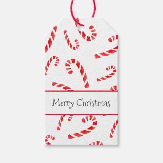Waterverf Candy Cane Pattern Gift Labels Cadeaulabel (Voorkant)