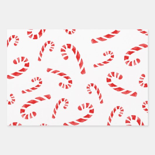 Waterverf Candy Cane Pattern Inpakpapier Vel (Voorkant 3)