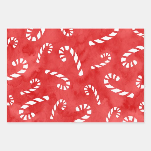 Waterverf Candy Cane Pattern Inpakpapier Vel (Voorkant 2)