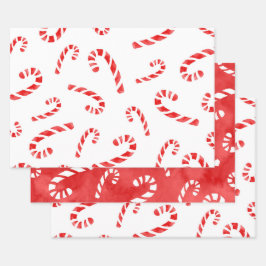 Waterverf Candy Cane Pattern Inpakpapier Vel