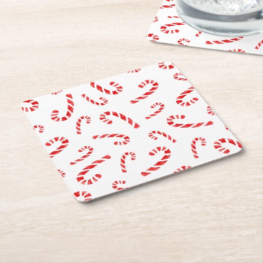 Waterverf Candy Cane Pattern Kartonnen Onderzetters (Schuin)