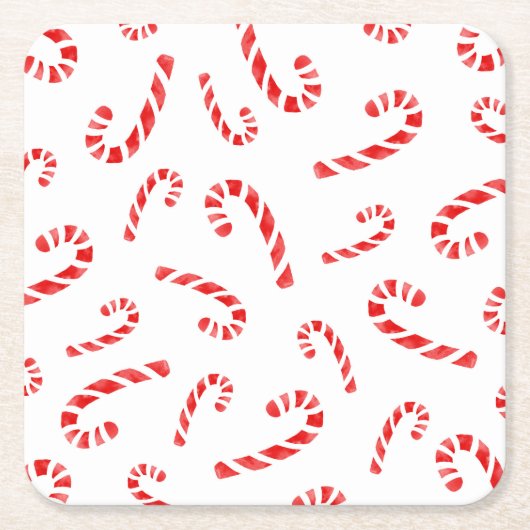 Waterverf Candy Cane Pattern Kartonnen Onderzetters (Voorkant)