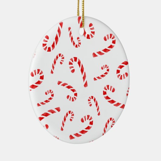 Waterverf Candy Cane Pattern Keramisch Ornament (Rechts)