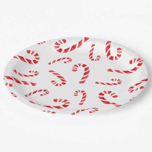 Waterverf Candy Cane Pattern Papieren Bordje (Gekanteld)