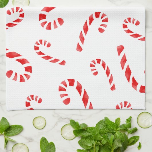 Waterverf Candy Cane Pattern Theedoek (Gevouwen)