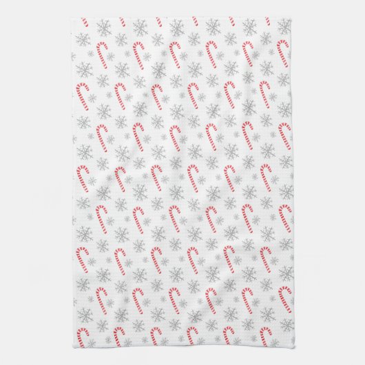 Waterverf Candy Cane Snowflake Kerstmis Theedoek (Verticaal)