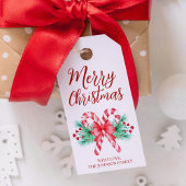 Waterverf Candy Canes en Red Bow Christmas Cadeaulabel