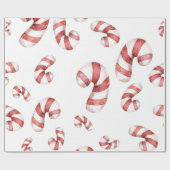Waterverf Candy Canes kerst Cadeaupapier (Vlak)