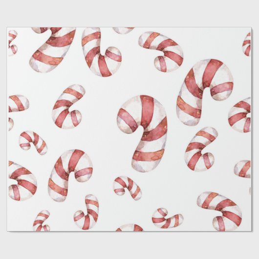 Waterverf Candy Canes kerst Cadeaupapier (Vlak)