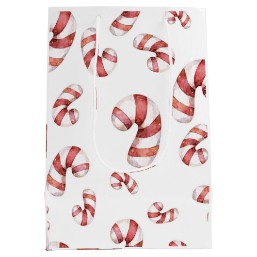 Waterverf Candy Canes kerst Medium Cadeauzakje (Achterkant)