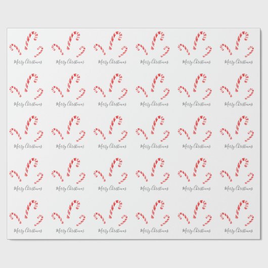 Waterverf Candy Canes Pattern Cadeaupapier (Vlak)