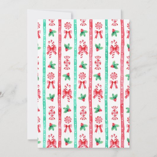 Waterverf Candy Canes Pepermunt Kerstfeest Kaart (Achterkant)