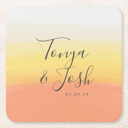 Waterverf Candy Corn Halloween Bruiloft Kartonnen Onderzetters (Voorkant)