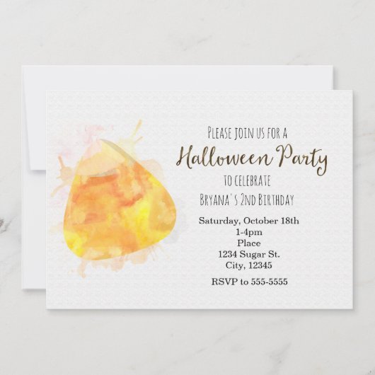 Waterverf Candy Corn Halloween Feestuitnodigingen Kaart (Voorkant)