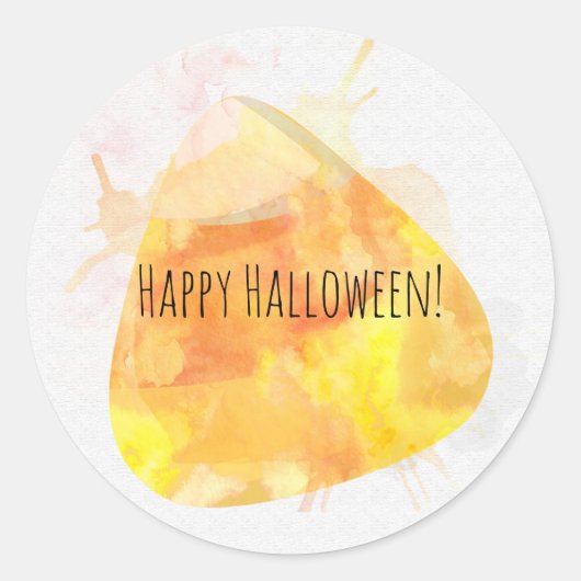 Waterverf Candy Corn Halloween Party Favor Ronde Sticker (Voorkant)